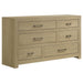 CoasterEveryday Hendricks 4-piece California King bedroom set in light oak wood, includes bed frame, nightstands, and dresser.