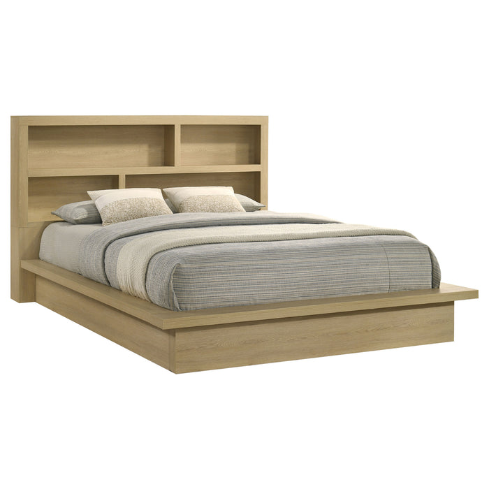 Hendricks California King Bookcase Headboard Platform Bed Light Oak
