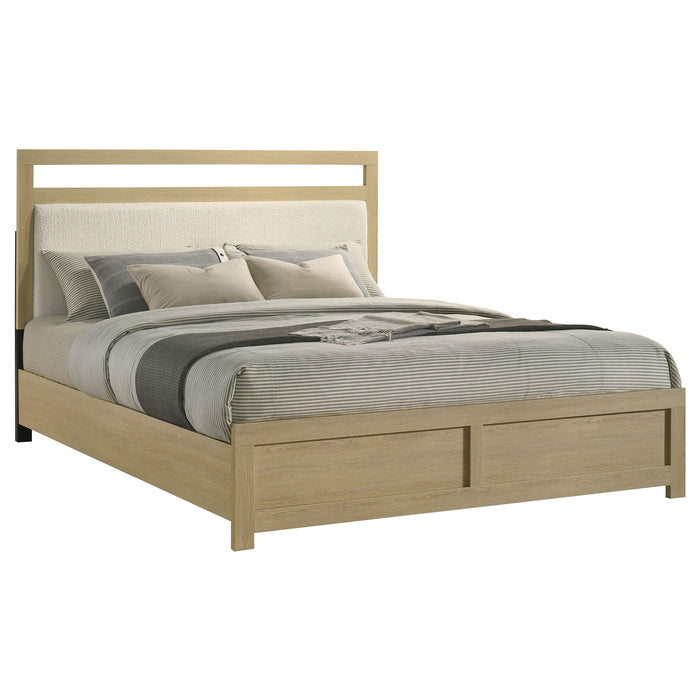 Hendricks California King Panel Headboard Platform Bed Light Oak