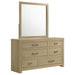 Light oak Hendricks 6-drawer bedroom dresser with matching mirror, featuring modern furniture design by CoasterEveryday.