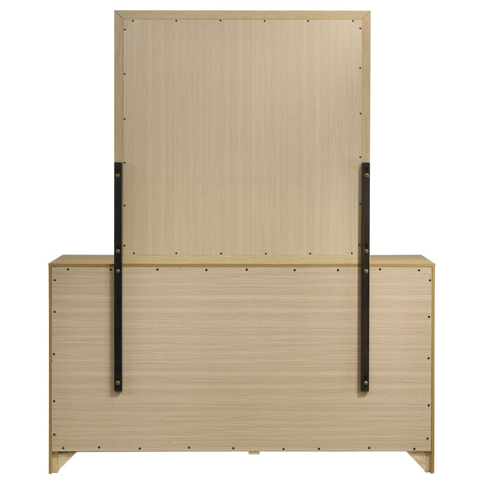 Hendricks 6-drawer Bedroom Dresser and Mirror Light Oak