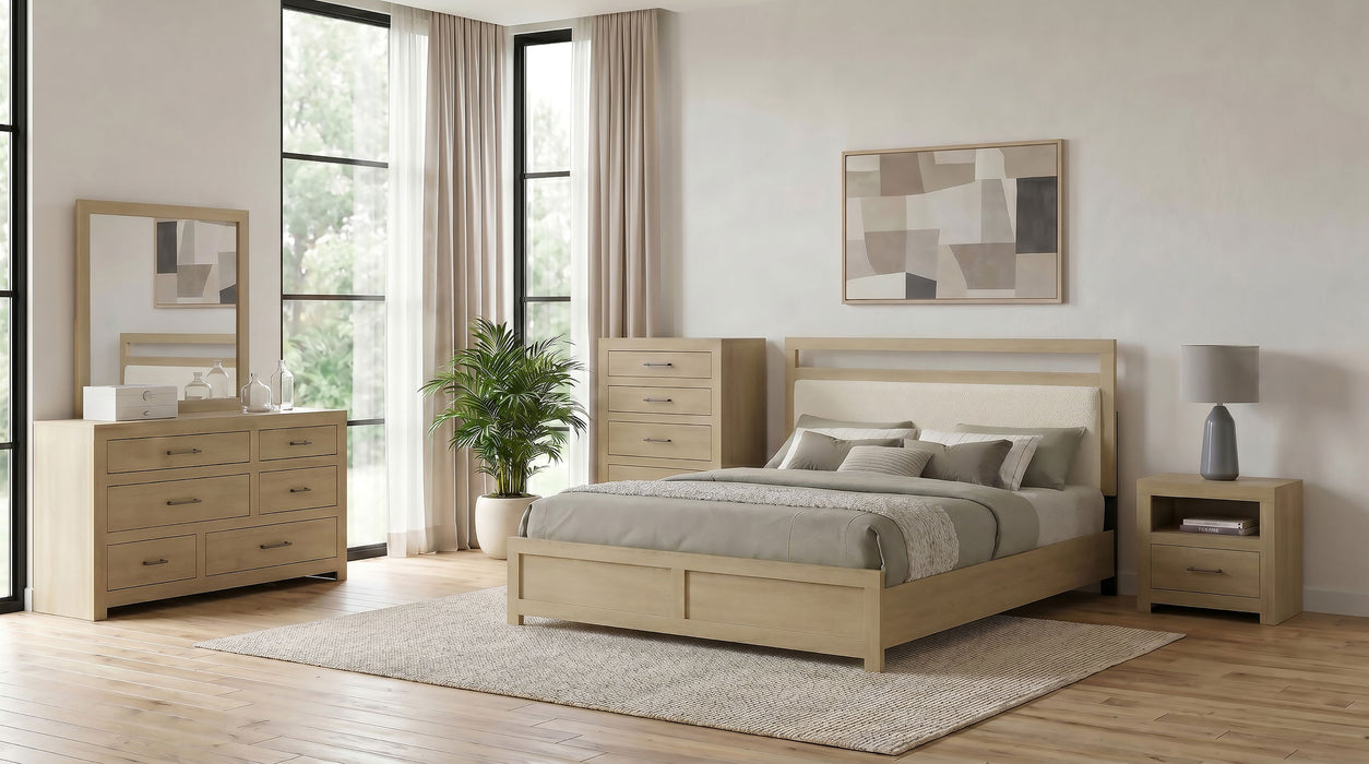 Hendricks 6-drawer Bedroom Dresser and Mirror Light Oak