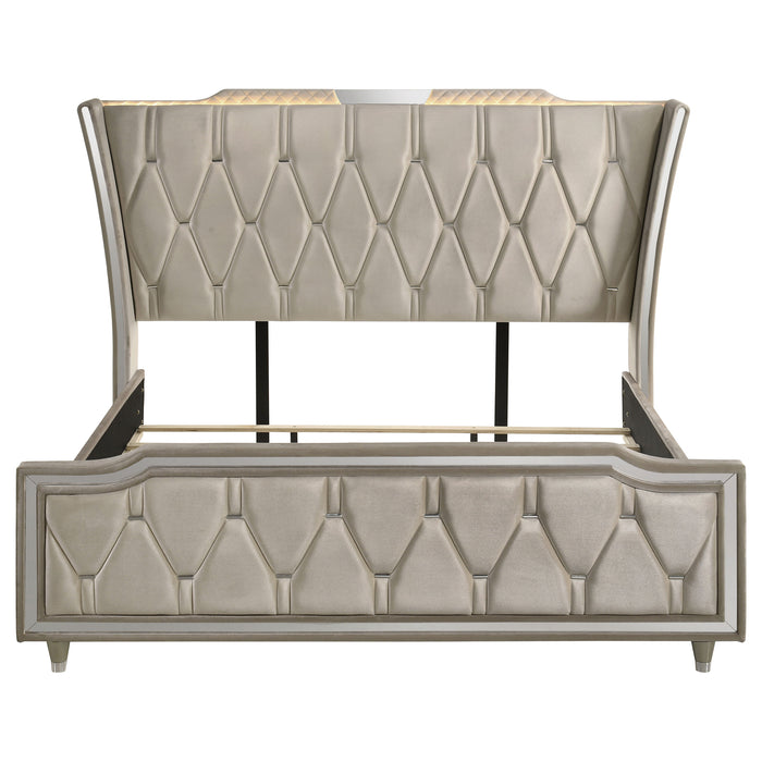 Lorient Eastern King LED Upholstered Bed Ivory and Camel