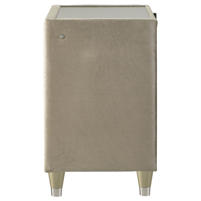 Lorient 2-drawer LED Nightstand with USB Ivory and Camel