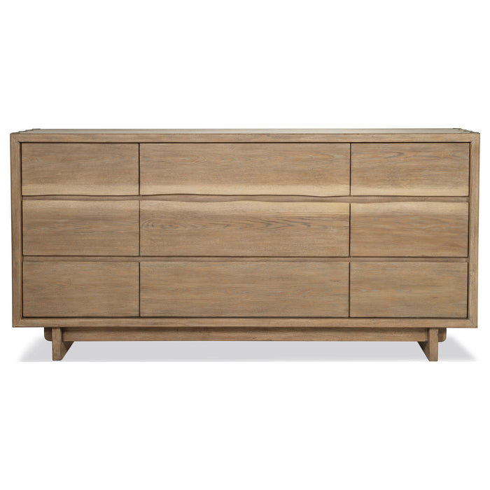 Weathered oak Stillwater 9-drawer dresser by CoasterEveryday, showcasing sleek wooden furniture with ample storage and modern design.