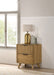 Light oak Bennett Mid-Century 2-drawer rubberwood nightstand by CoasterEveryday, showcasing clean lines and modern furniture design.