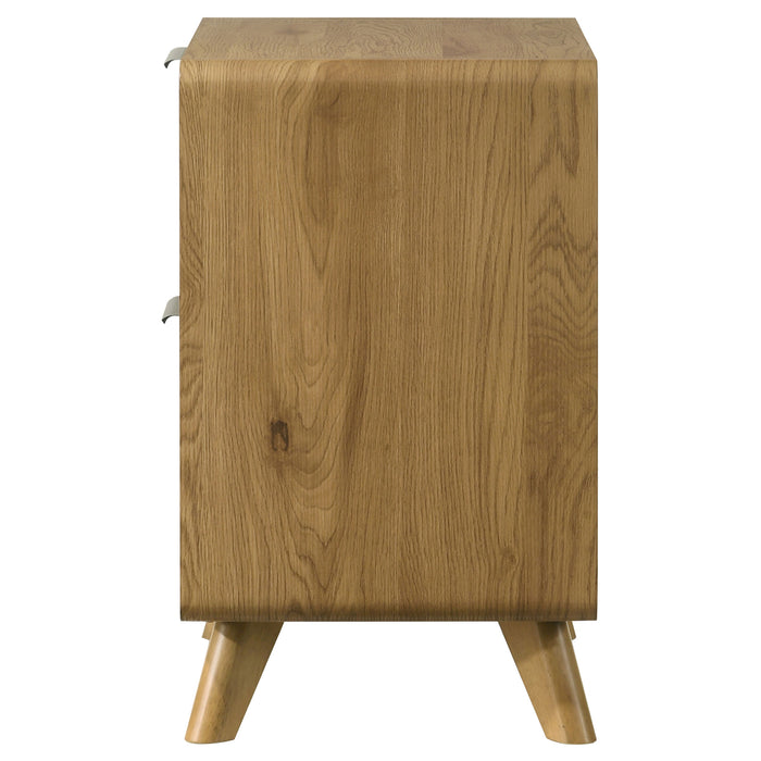 Bennett Mid-Century 2-Drawer Rubberwood Nightstand Light Oak