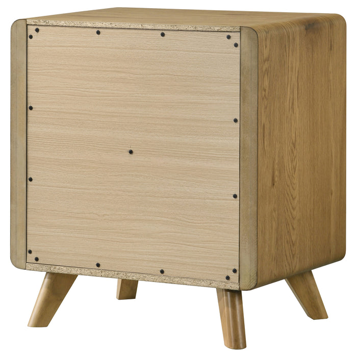 Bennett Mid-Century 2-Drawer Rubberwood Nightstand Light Oak