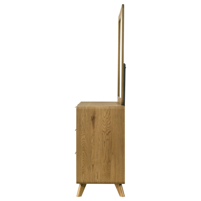 Bennett Mid-Century 2-Piece 6-Drawer Dresser and Mirror Light Oak