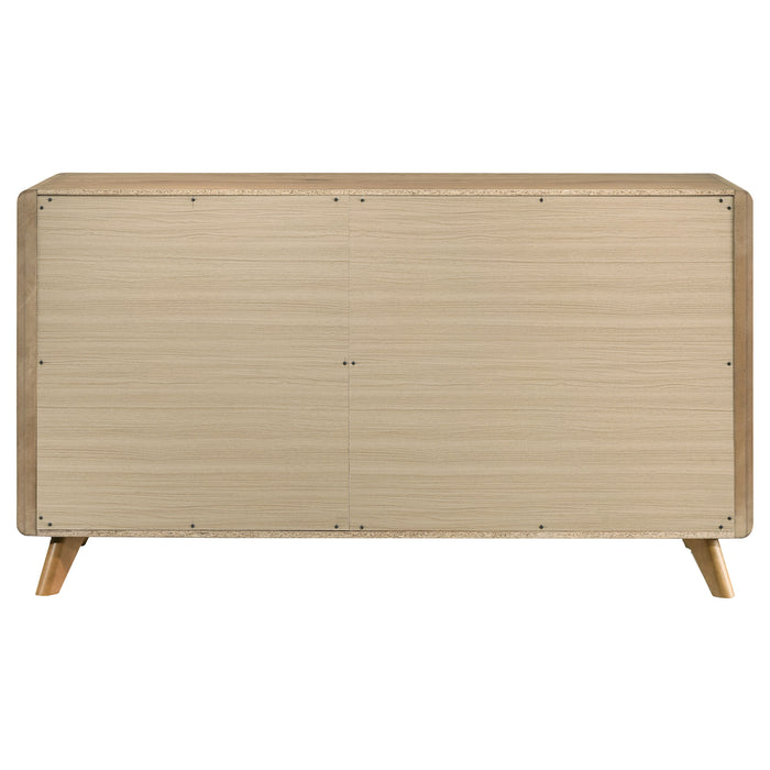 Bennett Mid-Century 6-Drawer Rubberwood Dresser Light Oak