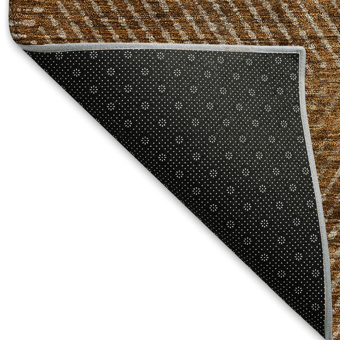 9' X 12' Geometric Washable Area Rug With UV Protection - Terra Cotta