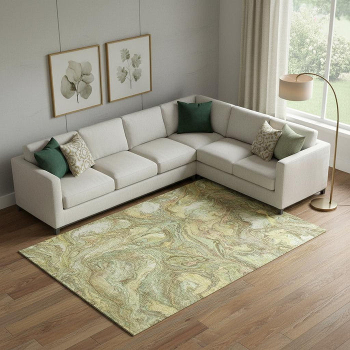 10' X 14' Abstract Washable Area Rug With UV Protection (714721) - Gold / Beige