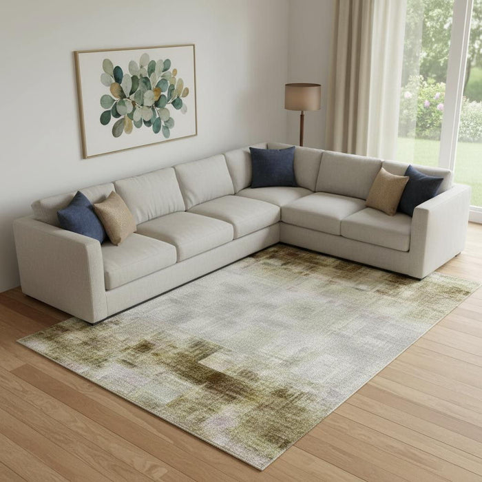 10' X 14' Geometric Washable Area Rug With UV Protection (704915) - Beige / Ivory