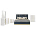 Ines 5-piece Eastern King bedroom set by CoasterEveryday featuring navy and white high gloss furniture with a modern design.