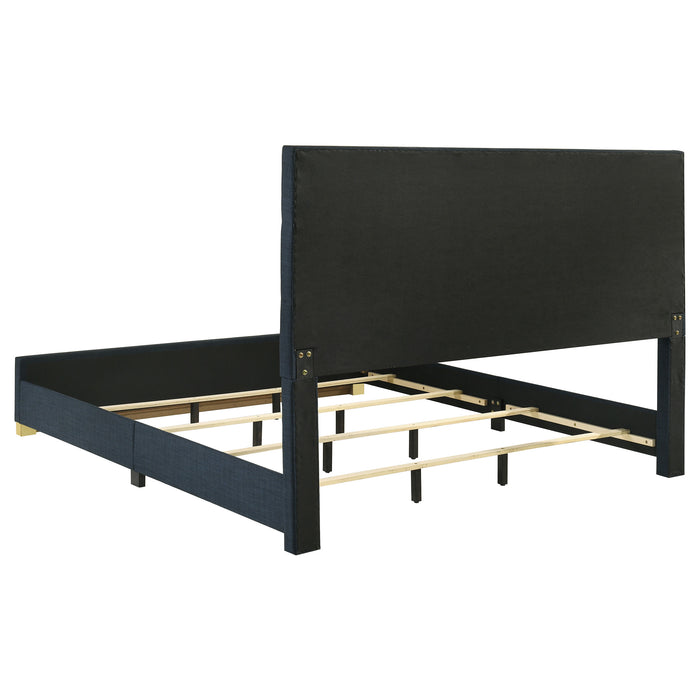 Ines 5-piece Eastern King bedroom set by CoasterEveryday featuring navy and white high gloss furniture with a modern design
