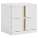 CoasterEveryday Ines 5-piece Eastern King bedroom set with navy and white high gloss finish, includes bed frame, nightstands, and dresser.