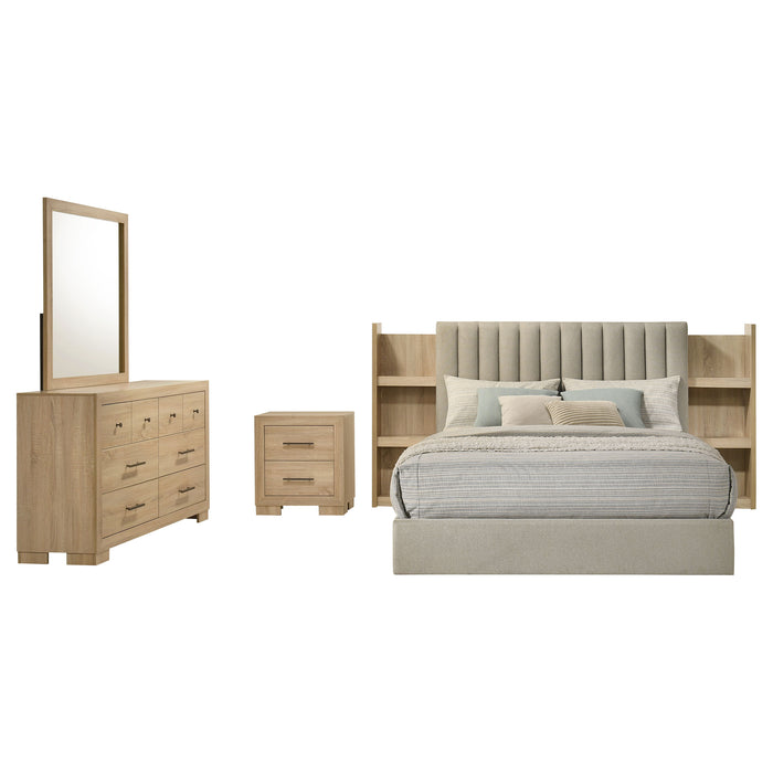Arielle 4-Piece Eastern King Upholstered Bedroom Set Light Oak