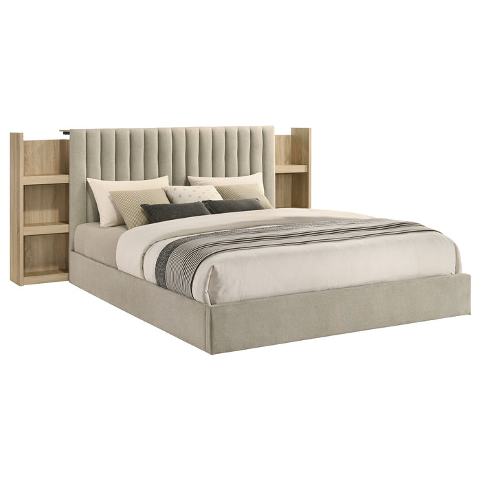 Arielle 4-Piece Eastern King Upholstered Bedroom Set Light Oak