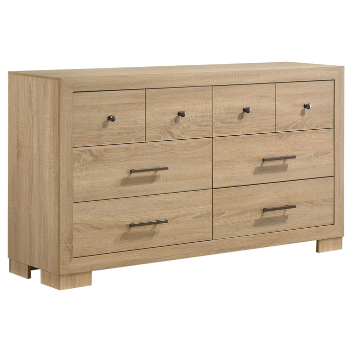Arielle 5-Piece Eastern King Upholstered Bedroom Set Light Oak