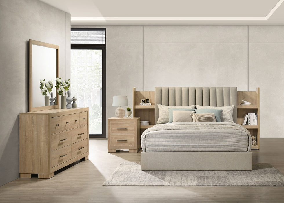 Arielle 4-Piece Queen Upholstered Bedroom Set Light Oak
