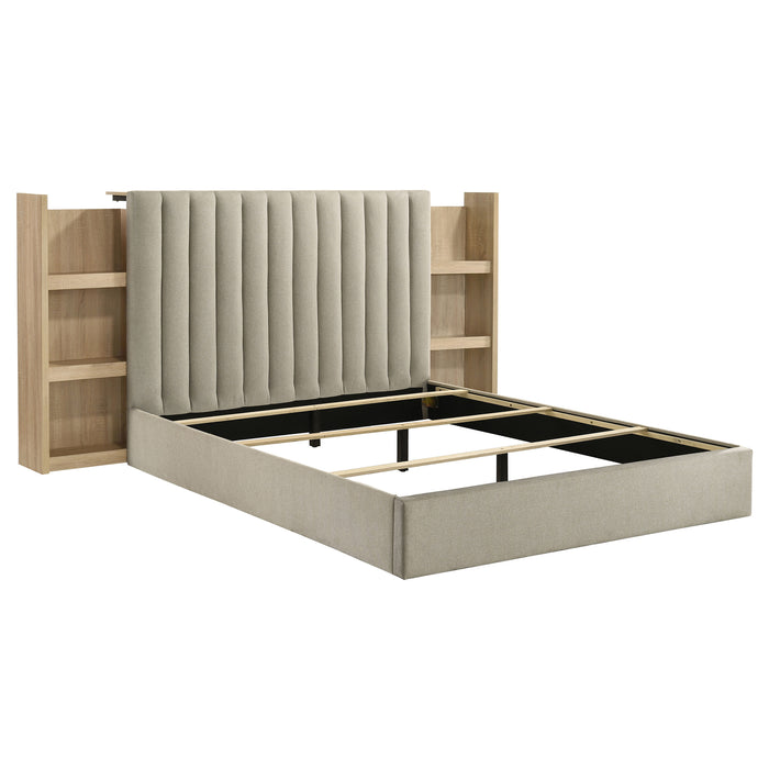 Arielle 4-Piece Queen Upholstered Bedroom Set Light Oak