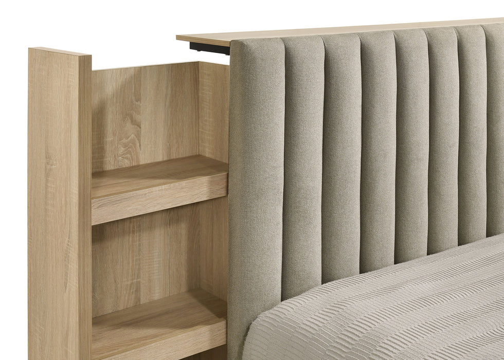 Arielle 5-Piece Queen Upholstered Bedroom Set Light Oak