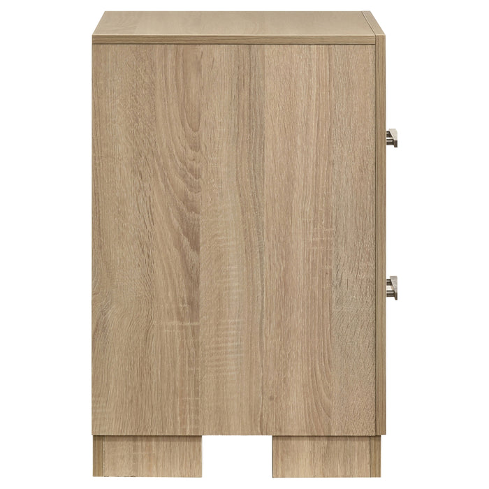 Arielle 2-Drawer Nightstand with Concealed Casters Light Oak