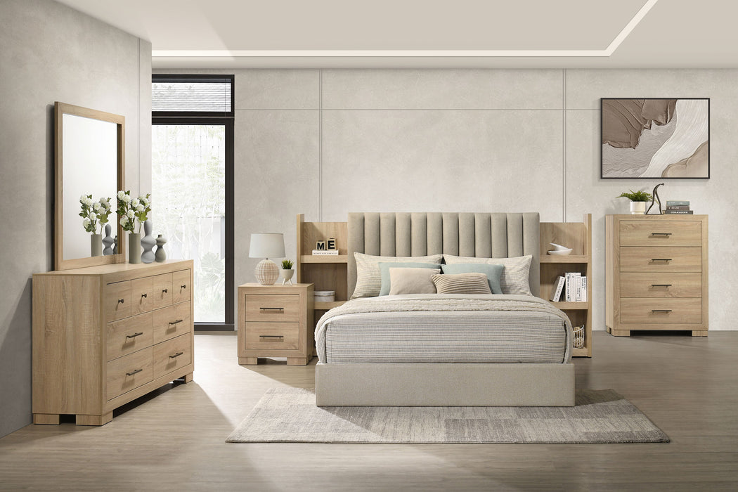 Arielle Dresser and Mirror Set with Mixed Hardware Light Oak