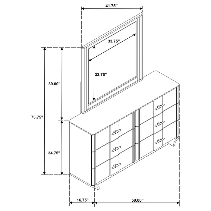 Leanne 6-drawer Sinter Stone Top Dresser and Mirror Light Oak