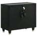 Lorient 4-piece California King bedroom furniture set by CoasterEveryday in black, includes bed, nightstands, and dresser.