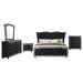 Lorient 5-piece California King bedroom set in black, including bed frame, nightstands, and dresser, by CoasterEveryday.
