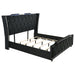 Black Lorient 5-piece California King bedroom furniture set by CoasterEveryday, including bed frame, nightstands, and dresser.