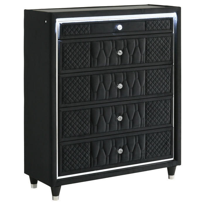 Lorient 5-piece California King bedroom set by CoasterEveryday featuring black finish and modern furniture design.