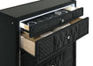 Lorient 5-piece California King bedroom set by CoasterEveryday in black, including bed frame, nightstands, and dresser.