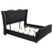 Lorient California King LED upholstered bed in black with tufted headboard and sleek modern design, made by CoasterEveryday.