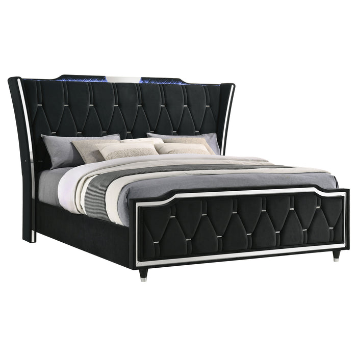 Lorient California King LED Upholstered Bed Black