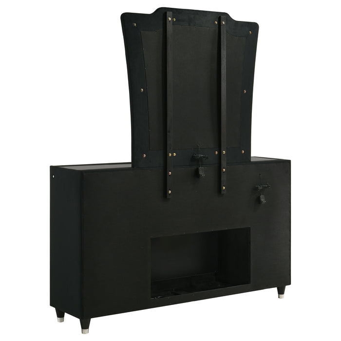 Lorient 8-drawer LED Flame Box Dresser and Mirror Black