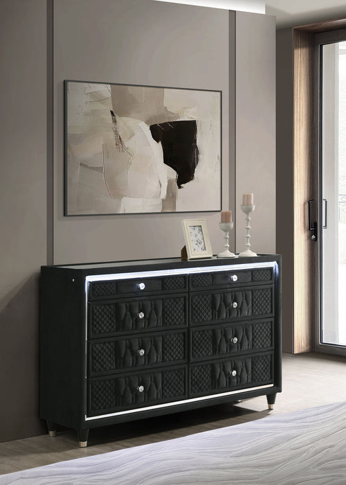 Lorient 8-drawer LED Bedroom Dresser Cabinet Black