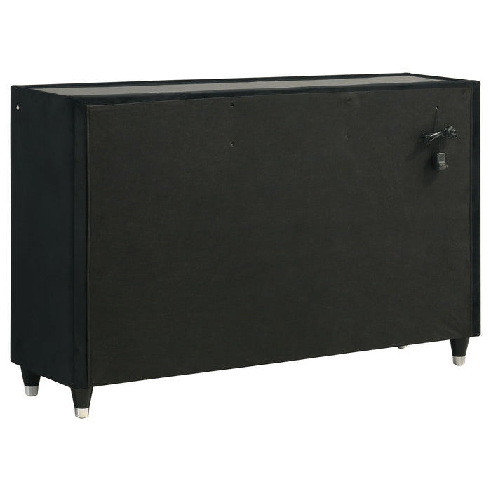 Ravenne 5-piece Velvet Upholstered Queen LED Bedroom Set Black