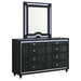 Black velvet upholstered 8-drawer LED dresser with mirror, featuring modern furniture design by CoasterEveryday.