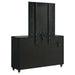 Black Ravenne 8-drawer velvet upholstered LED dresser with matching mirror, modern furniture piece by CoasterEveryday.