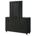 Black velvet upholstered Ravenne 8-drawer LED dresser with mirror from CoasterEveryday, showcasing sleek modern furniture design.