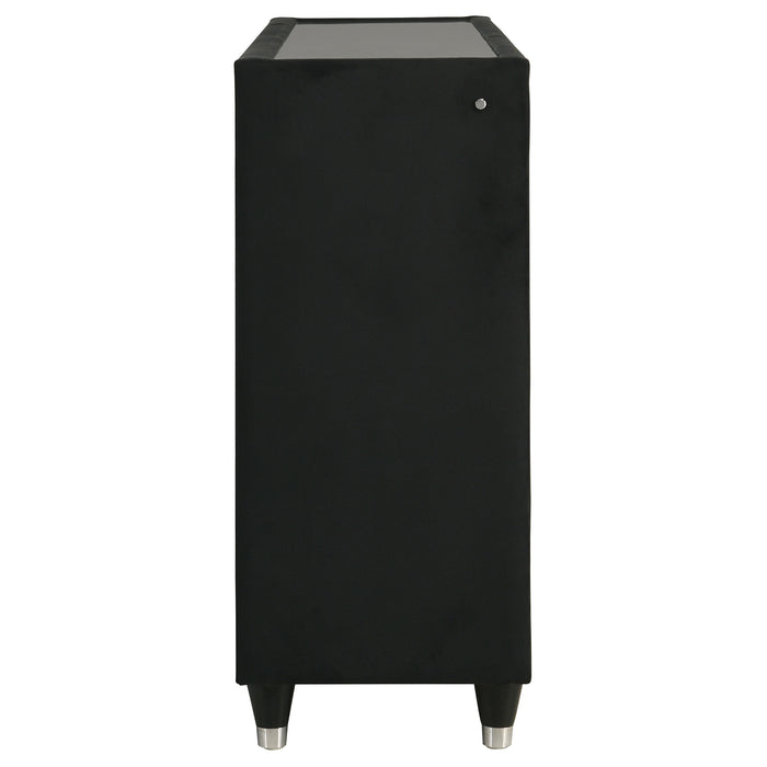 Ravenne 8-drawer Velvet Upholstered LED Dresser Cabinet Black