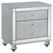 Silver metallic Gunnison 5-piece Eastern King bedroom set by CoasterEssence, featuring a bed frame, nightstands, and storage drawers.