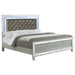 Gunnison Wood Eastern King LED Panel Bed by CoasterEssence in silver metallic finish, featuring a modern design with LED lighting accents.