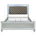 Gunnison Wood Eastern King LED Panel Bed by CoasterEssence with silver metallic finish and sleek modern design.