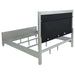 Silver metallic Gunnison Wood Eastern King LED Panel Bed by CoasterEssence with a modern design and sleek headboard.