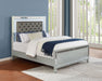 California King LED panel bed in silver metallic finish with sleek wooden frame from CoasterEssence.