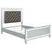 Silver metallic California King LED panel bed with sleek wooden frame and modern design from CoasterEssence.