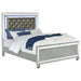 CoasterEssence Gunnison Wood California King LED Panel Bed in silver metallic with sleek modern design and built-in LED lighting.